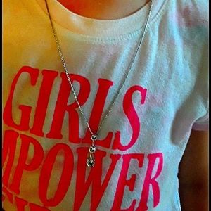 Three diamonds silver necklace